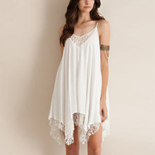 Women's Lace Sleeveless Short Dress Beach Dress V Neck Mini Dress S-XL SM6