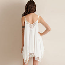 Women's Lace Sleeveless Short Dress Beach Dress V Neck Mini Dress S-XL SM6