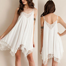 Women's Lace Sleeveless Short Dress Beach Dress V Neck Mini Dress S-XL SM6