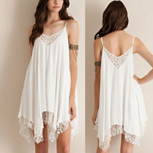 Women's Lace Sleeveless Short Dress Beach Dress V Neck Mini Dress S-XL SM6