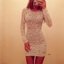 Women Sexy Slim Bodycon Lace Floral Mini Dress Long Sleeve Club Party DressesSM6