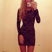Women Sexy Slim Bodycon Lace Floral Mini Dress Long Sleeve Club Party DressesSM6