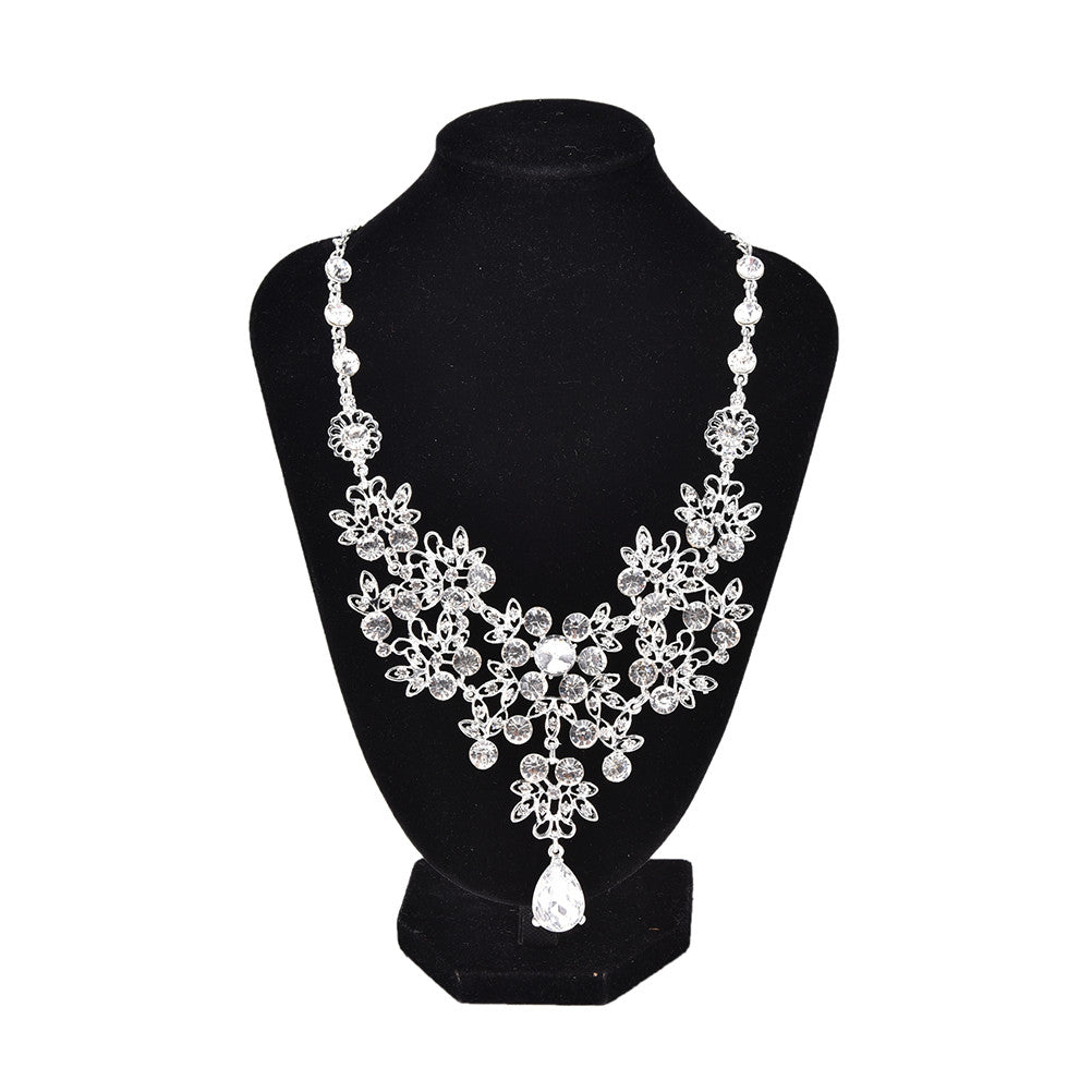 Women's Wedding Earrings Adjustable Pendant Necklace Jewelry Set SPCA SM6