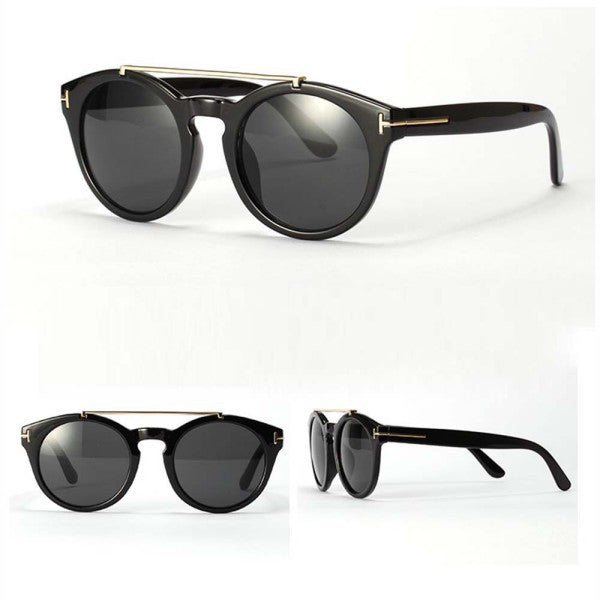 Womens Retro Dual Bridge Full Rim Sunglasses Metal Frame Eyeglasses Brand Designer GogglesSM6