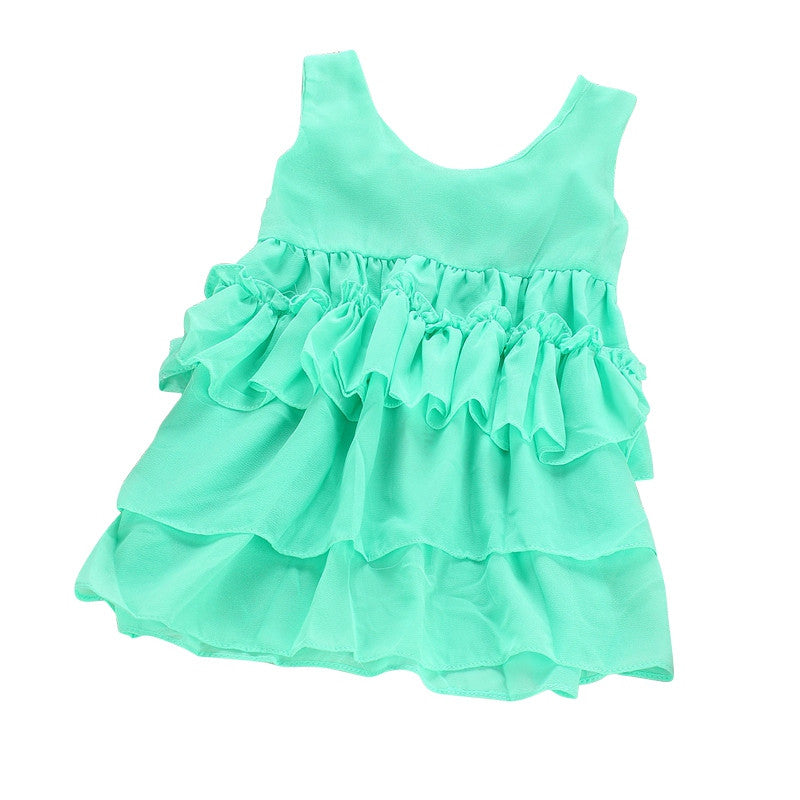 Infants Baby Girls Chiffon Tutu Ruffle Dress Princess Vest Dresses Clothes M-XXL SM6