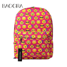 Kawaii Women Canvas Backpack Cute Smilies Print Large Capacity Student Bag Casual Shoulder Bag Girls Printing Mochila Sac A Dos SM6