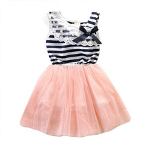 Kids Baby Girls Stripe Lace Tutu Dress Brace Bowknot Ruffle Tulle Baby One-piece Dresses 2-6Years SM6