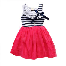 Kids Baby Girls Stripe Lace Tutu Dress Brace Bowknot Ruffle Tulle Baby One-piece Dresses 2-6Years SM6