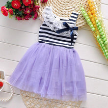 Kids Baby Girls Stripe Lace Tutu Dress Brace Bowknot Ruffle Tulle Baby One-piece Dresses 2-6Years SM6