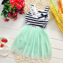 Kids Baby Girls Stripe Lace Tutu Dress Brace Bowknot Ruffle Tulle Baby One-piece Dresses 2-6Years SM6