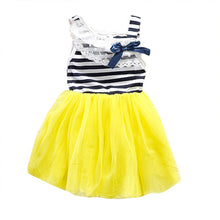 Kids Baby Girls Stripe Lace Tutu Dress Brace Bowknot Ruffle Tulle Baby One-piece Dresses 2-6Years SM6