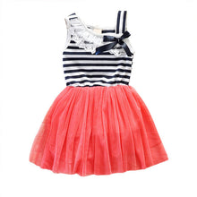 Kids Baby Girls Stripe Lace Tutu Dress Brace Bowknot Ruffle Tulle Baby One-piece Dresses 2-6Years SM6