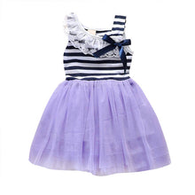 Kids Baby Girls Stripe Lace Tutu Dress Brace Bowknot Ruffle Tulle Baby One-piece Dresses 2-6Years SM6