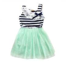 Kids Baby Girls Stripe Lace Tutu Dress Brace Bowknot Ruffle Tulle Baby One-piece Dresses 2-6Years SM6
