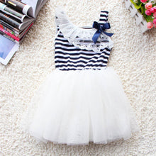 Kids Baby Girls Stripe Lace Tutu Dress Brace Bowknot Ruffle Tulle Baby One-piece Dresses 2-6Years SM6