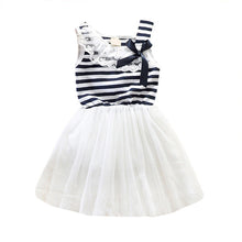 Kids Baby Girls Stripe Lace Tutu Dress Brace Bowknot Ruffle Tulle Baby One-piece Dresses 2-6Years SM6