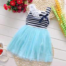 Kids Baby Girls Stripe Lace Tutu Dress Brace Bowknot Ruffle Tulle Baby One-piece Dresses 2-6Years SM6