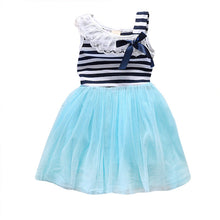 Kids Baby Girls Stripe Lace Tutu Dress Brace Bowknot Ruffle Tulle Baby One-piece Dresses 2-6Years SM6
