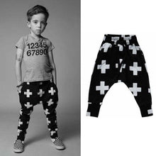 Kids Baby Unisex Cotton Cross Pattern Bottoms Harem Pants Boys Girls Punk Rock Trousers 2-6Years SM6