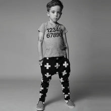 Kids Baby Unisex Cotton Cross Pattern Bottoms Harem Pants Boys Girls Punk Rock Trousers 2-6Years SM6