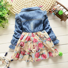 Kids Girl Long Sleeve Jeans Flower Dresses Demin Tutu Dress One-piece Y2 SM6