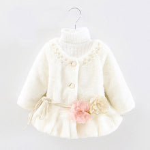 Kids Girls Baby Soft Faux Fur Fleece Warm Flower Belt Jacket Coat OutwearSM6