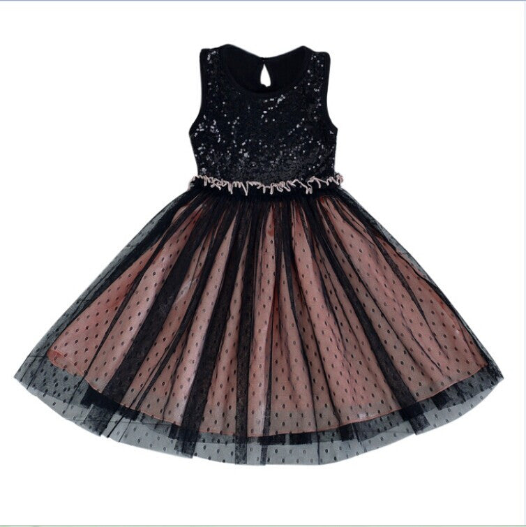 Kids Girls Tulle Dancing Tutu Dress Sequins Fancy Vest Puffy Dresses SM6