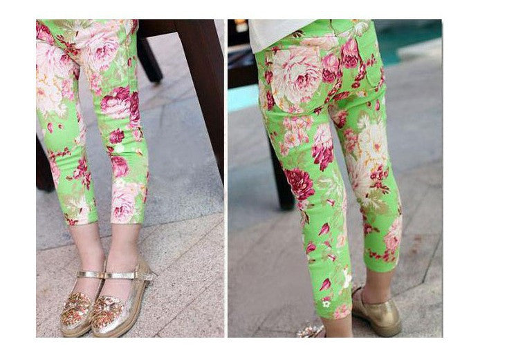 Kids Leggings For Girls New Girl Floral Skinny Pencil Pants Children Pants 100% Cotton SM6