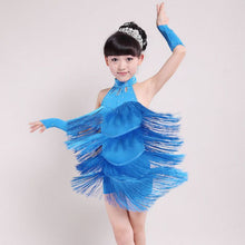 Kids Tasseled Ballroom Latin Salsa Dancewear Girls Party Dance Costume DressSM6