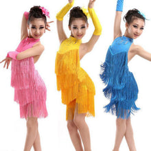 Kids Tasseled Ballroom Latin Salsa Dancewear Girls Party Dance Costume DressSM6