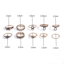 Knuckle Ring Tribal Ethic Hippe Stone Joint Finger Ring Ring Set for Women Moon Flower Elephant Pattern 10pcs Punk Style SM6