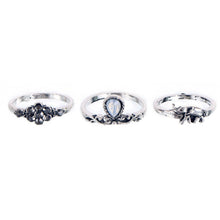 Knuckle Ring Tribal Ethic Hippe Stone Joint Finger Ring Ring Set for Women Moon Flower Elephant Pattern 10pcs Punk Style SM6