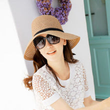 Korea Women Bowknot Large Brim Straw UA Protection Dome Hat Panama Cap Beach Hat SM6