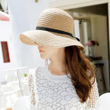 Korea Women Bowknot Large Brim Straw UA Protection Dome Hat Panama Cap Beach Hat SM6