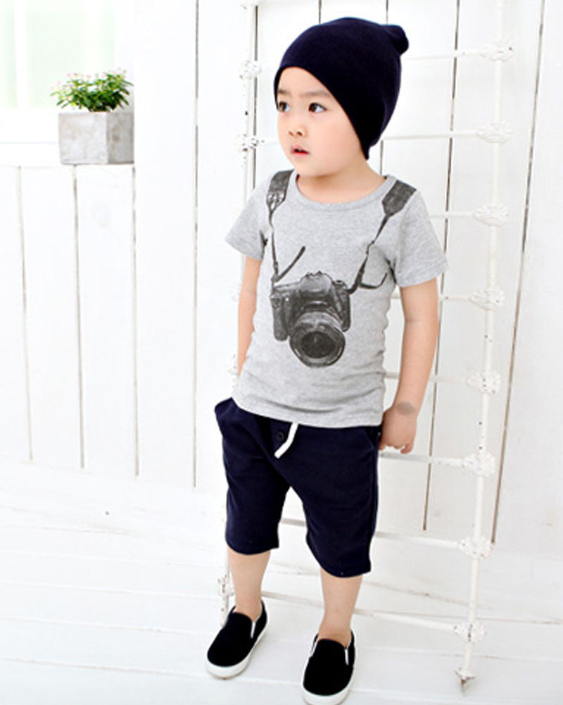 Korean Cotton Printing Kids Boys T-shirt Children's Cartoon Camera Children Outwear T-shirts Tops 2-6Years SM6