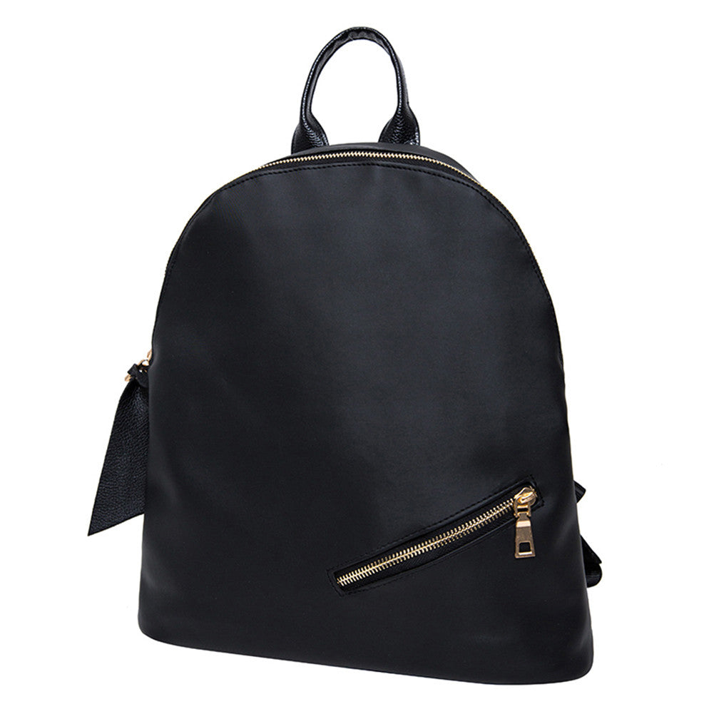 Korean Men Women Nylon Backpack Zipper Closure Large Capacity Solid Ruchsack Travel Student School Bag Black Laptop Bag SM6