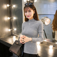 Korean Women Basic Knitted Sweater Striped Turtle Neck Long Sleeve Stretchy Elegant Pullover Top Bodycon Ribbed Knitwear SM6