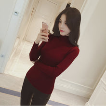 Korean Women Basic Knitted Sweater Striped Turtle Neck Long Sleeve Stretchy Elegant Pullover Top Bodycon Ribbed Knitwear SM6