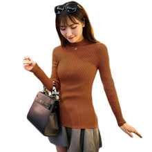 Korean Women Basic Knitted Sweater Striped Turtle Neck Long Sleeve Stretchy Elegant Pullover Top Bodycon Ribbed Knitwear SM6