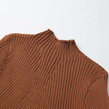 Korean Women Basic Knitted Sweater Striped Turtle Neck Long Sleeve Stretchy Elegant Pullover Top Bodycon Ribbed Knitwear SM6