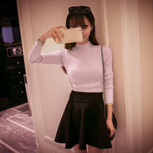 Korean Women Basic Knitted Sweater Striped Turtle Neck Long Sleeve Stretchy Elegant Pullover Top Bodycon Ribbed Knitwear SM6