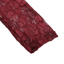 L-5XL Women Large Size Chiffon Lace Dress Irregular Long Sleeve Mini Double Layer Dress Elegant Loose Party Dress BlackBurgundy SM6