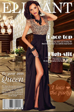 Lace Stitching Backless Top Elegant Long Party Dresses Floor Length Formal Dress High Slit Side Dress For Party Evening SM6