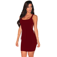Lace Up Sides BlackRoyal BlueWine RedGreen  Mini Dress Sexy Club Wear Bodycon Dress Spaghetti Strap Bandage Dress SM6