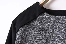 Lady Solid Chiffon Splicing Knit Sweater Women Long Sleeves Blouse Pullover Tops SM6