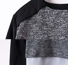 Lady Solid Chiffon Splicing Knit Sweater Women Long Sleeves Blouse Pullover Tops SM6