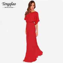 Loose Bust Red Chiffon Elegant Long Party Dress Backless Floor Length Dress Flare Sleeve Dress For Party Evening C732 SM6