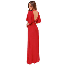 Loose Bust Red Chiffon Elegant Long Party Dress Backless Floor Length Dress Flare Sleeve Dress For Party Evening C732 SM6
