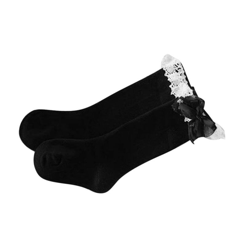 Lovely Baby 1-5 Y Toddler Girls Kids Cute Knee High Length Socks Organza Bow On LY5 SM6
