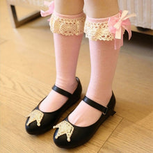 Lovely Baby 1-5 Y Toddler Girls Kids Cute Knee High Length Socks Organza Bow On LY5 SM6